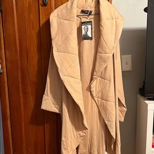 Attitudes by Renee Neutral Quilted Drape Robe in Beige